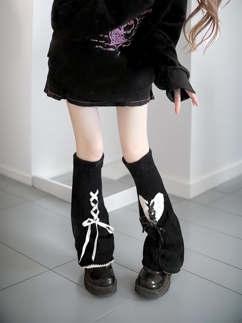 Insdark Goth Leg Warmers Women Japanese Gothic Y2k Harajuku Grunge Emo Punk 80s - Image 3